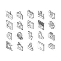 Internet Security Collection isometric icons set vector