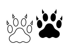 Cat Paw Print, Feline Paw Print, Claws, Silhouette, Outline, Icon vector