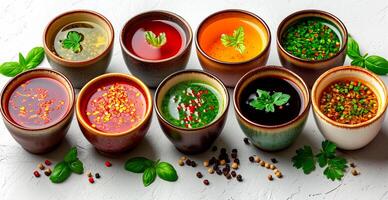 AI generated Various sauces and spices - AI generated image photo