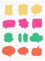 Cute hand drawn memo sheet collection. Abstract modern geometric shapes. Paper notes, stickers, speech bubble. vector