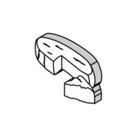 brie cheese food slice isometric icon vector illustration