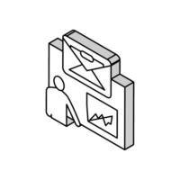 estrategia revisión correo electrónico márketing isométrica icono vector ilustración