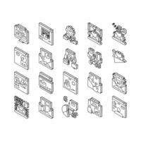 email marketing internet web isometric icons set vector