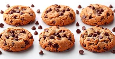 ai generado clásico americano chocolate chip galletas - ai generado imagen foto