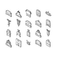 transport truck car vehicle ship isometric icons set vector