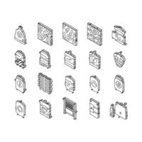 beer production brewery factory isometric icons set vector