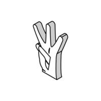 three number hand gesture isometric icon vector illustration