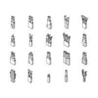 wire cable technology connection isometric icons set vector