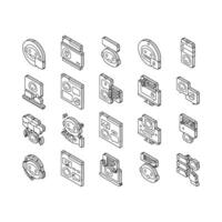 chat bot robot service online isometric icons set vector