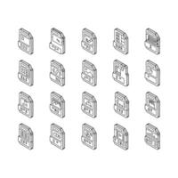 file format document isometric icons set vector