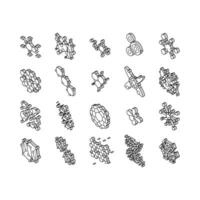 molecular science chemistry atom isometric icons set vector