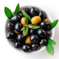 AI generated Olives on a white isolated background - AI generated image photo