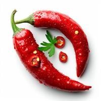 AI generated Hot chili pepper on white isolated background - AI generated image photo