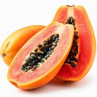 AI generated Tropical point papaya on white isolated background - AI generated image photo