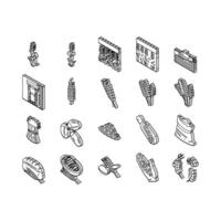 wheat grain bread harvest isometric icons set vector