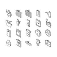 home smart technology control isometric icons set vector