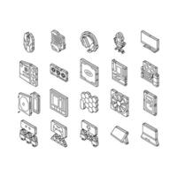 game pc gamer computer online isometric icons set vector