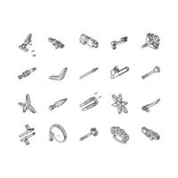 weapon gun game knife war isometric icons set vector