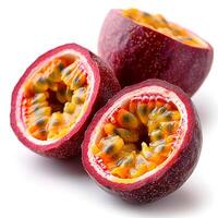 AI generated Exotic passion fruit fruit on white isolated background - AI generated image photo