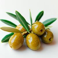 AI generated Olives on a white isolated background - AI generated image photo