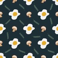 Simple seamless pattern of scrambled eggs. Fried egg for food background, backdrop. Vector