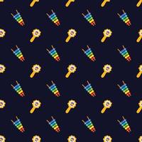 Seamless pattern with rattle and musical instrument vector