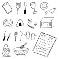 Set of kitchen utensil doodle vector