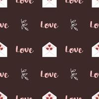 Seamless pattern with envelopes and hearts for Valentine's Day. Love Letter. Flat style vector image.