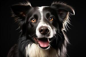 AI generated Purebred purebred beautiful border collie dog breed, background nature isolate. photo