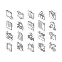 Planning Work Process Collection isometric icons set vector