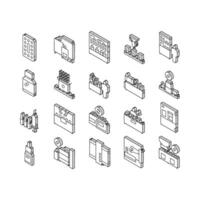 Medical Drugs Production Factory isometric icons set vector