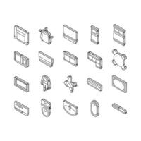 floor plan interior furniture isometric icons set vector