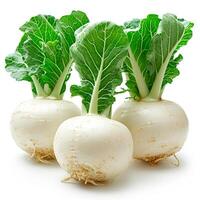 AI generated Kohlrabi vegetable on white isolated background - AI generated image photo