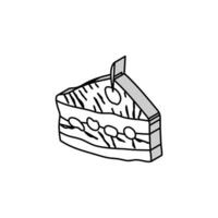 black forest cake slice food snack isometric icon vector illustration