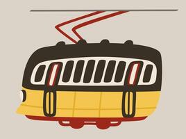 Lisbon yellow tram. Cute simple vector illustration