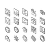 sun summer sunlight light isometric icons set vector