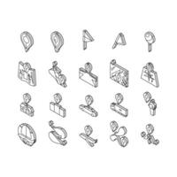 location pin map point isometric icons set vector