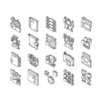 About Us Presentation Collection isometric icons set vector