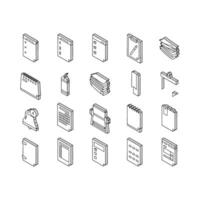 list check document tick isometric icons set vector