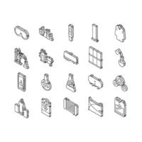 chemical engineer research isometric icons set vector