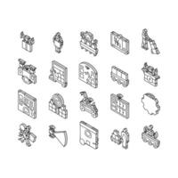 delivery autonomous robot isometric icons set vector