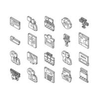 news business communication isometric icons set vector