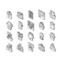 interview job business employee isometric icons set vector