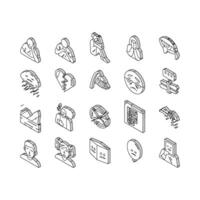 sad mood emotion face isometric icons set vector