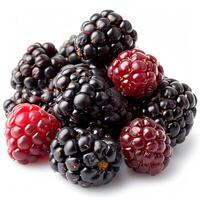 AI generated Blackberry berry, ripe berry on a white isolated background - AI generated image photo