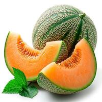 AI generated Ripe melon on a white isolated background - AI generated image photo