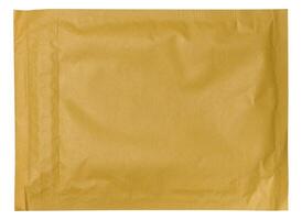 Rectangular envelope made of brown paper on isolated background photo