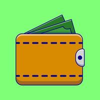 Money In Wallet Cartoon Vector Icons Illustration. Flat Cartoon Concept. Suitable for any creative project.