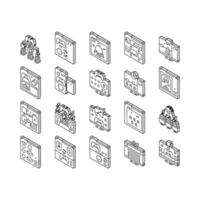 game development computer isometric icons set vector