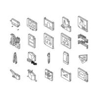 engineer construction architect isometric icons set vector